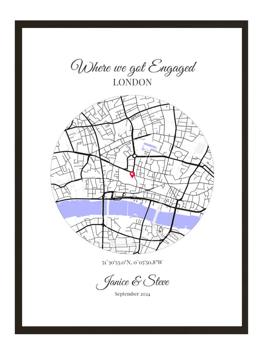 Engagement Circle Map Poster Print - Personalised