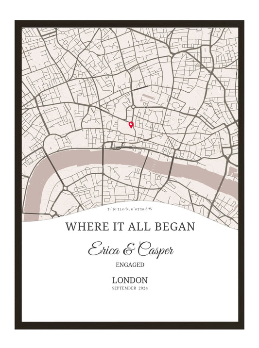 Where we said I do - Wave Shape Wedding Map Print