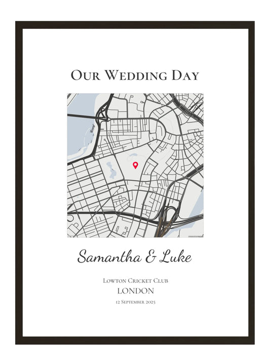 Our Wedding Day - Square Wedding Map Print