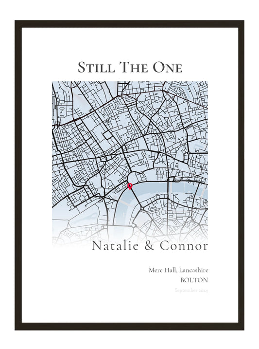 Still the One - Portrait Fade - Personalised Anniversary Map Print