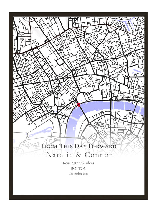 From This Day Forward - Portrait Fade - Personalised Anniversary Map Print
