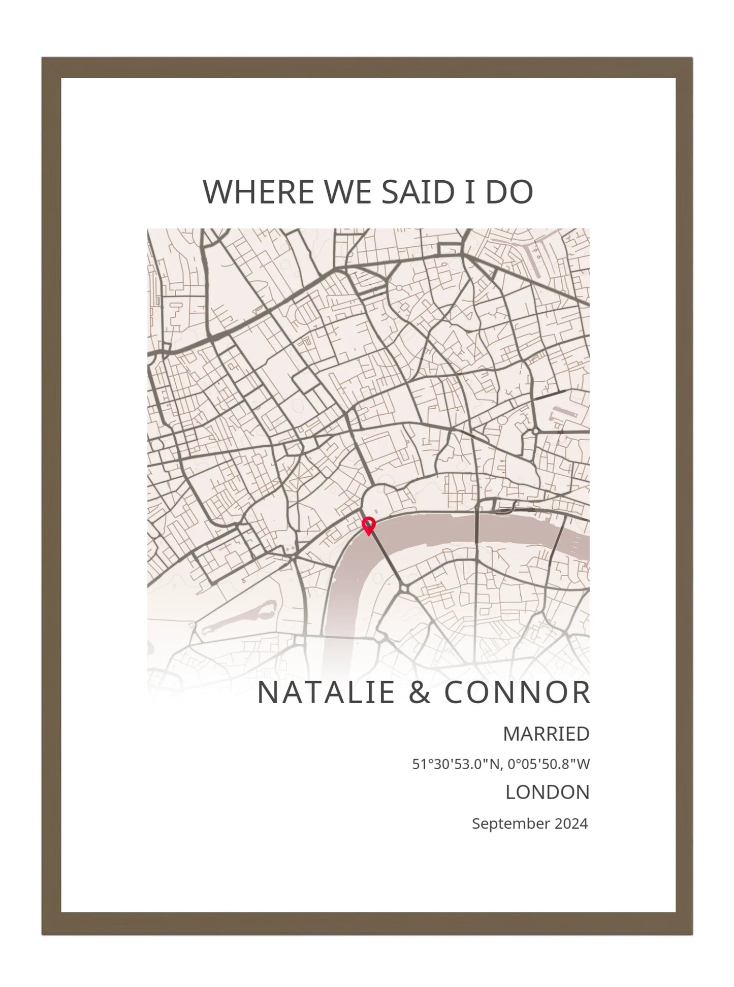 Where we said I do - Portrait Wedding Map Print
