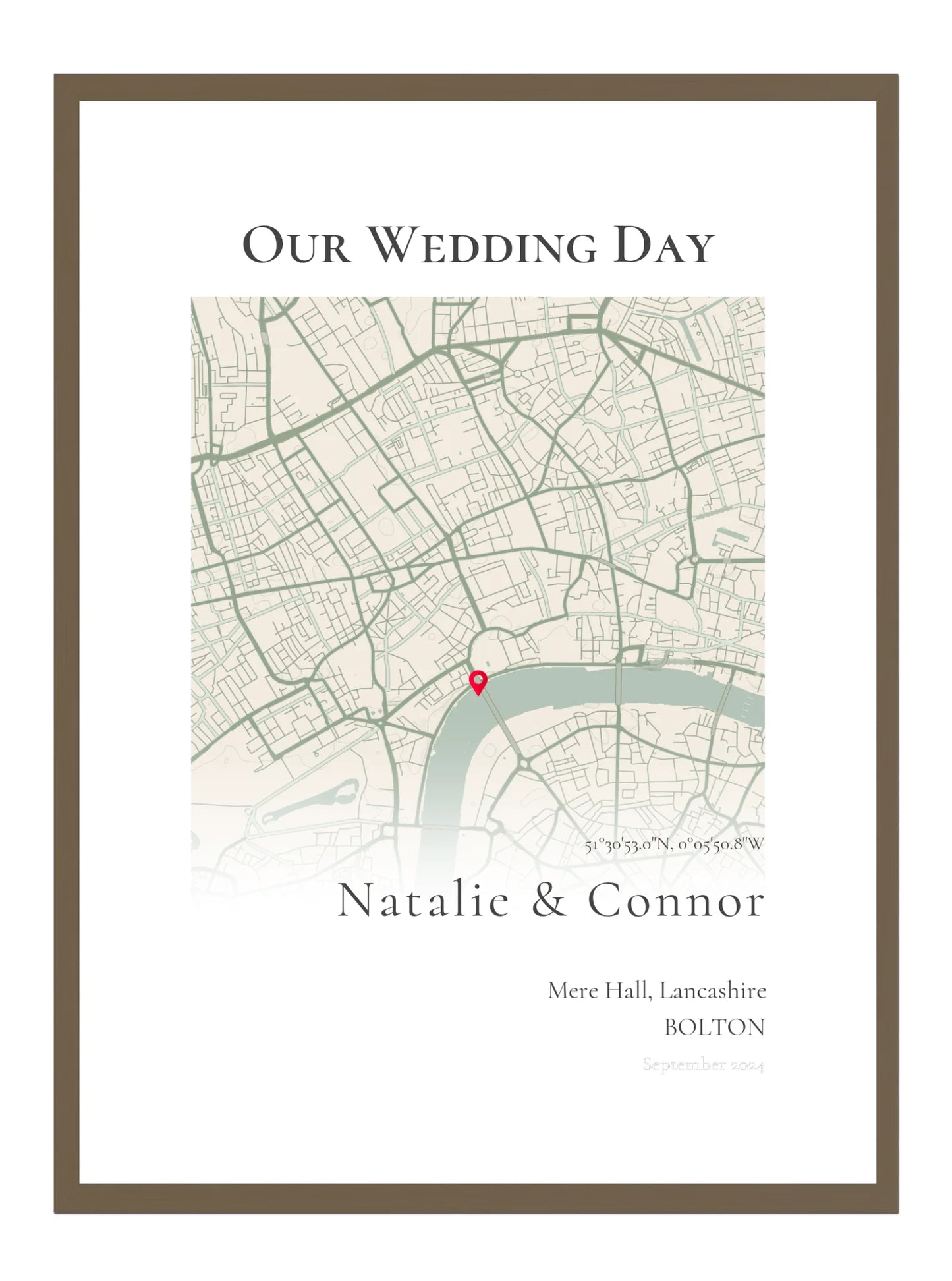 Our Wedding Day - Portrait Fade Wedding Map Print