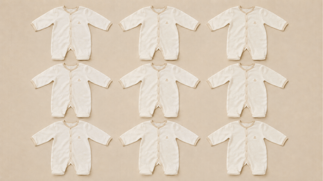 Personalised birth map print wrapped as a new baby gift, resting on a nursery dresser beside a card