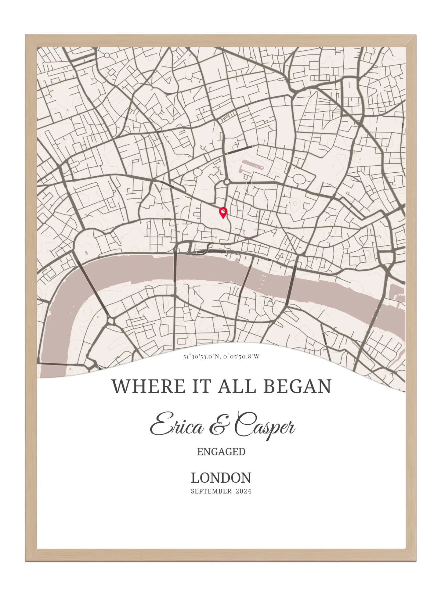 Where we said I do - Wave Shape Wedding Map Print