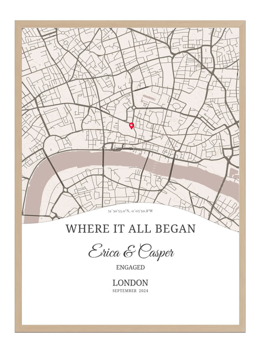 Where we said I do - Wave Shape Wedding Map Print