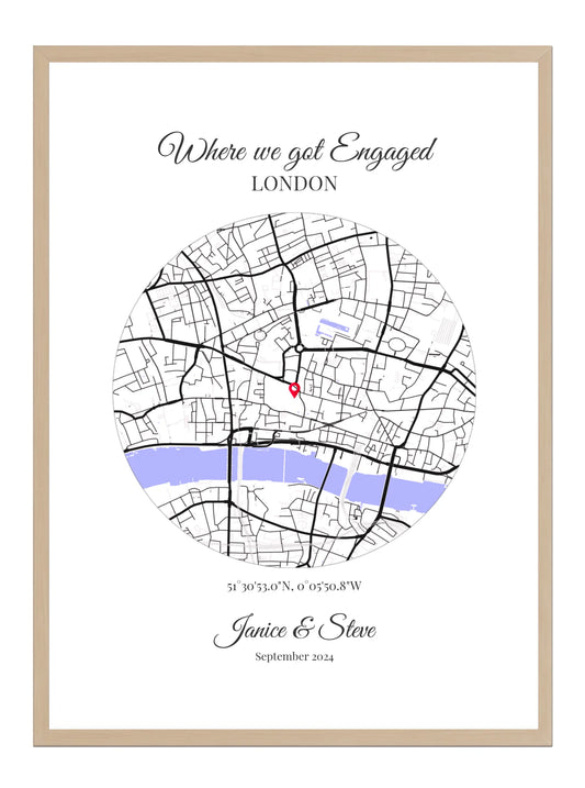Engagement Circle Map Poster Print - Personalised