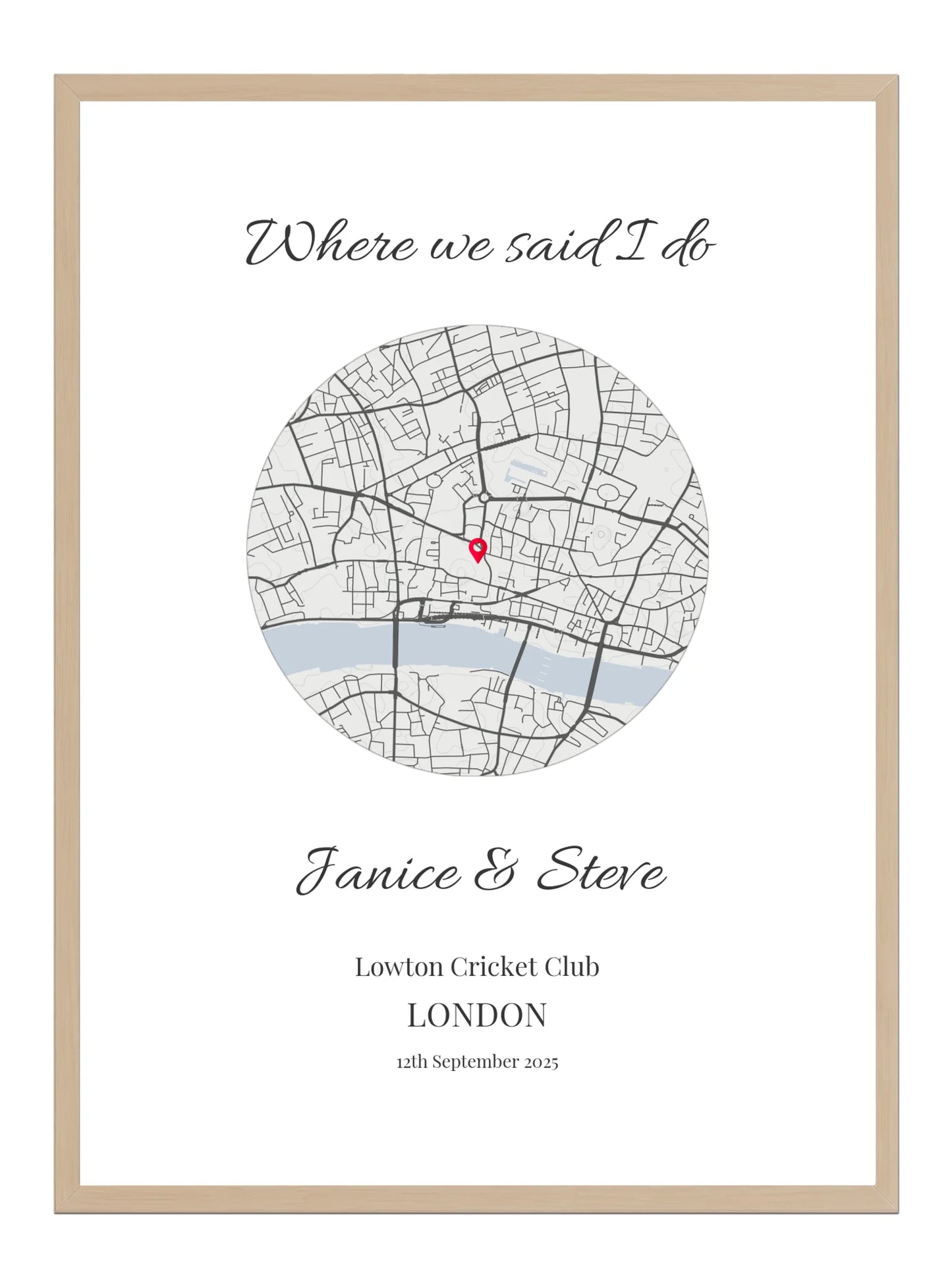 Where we said I do - Circle Wedding Map Poster Print