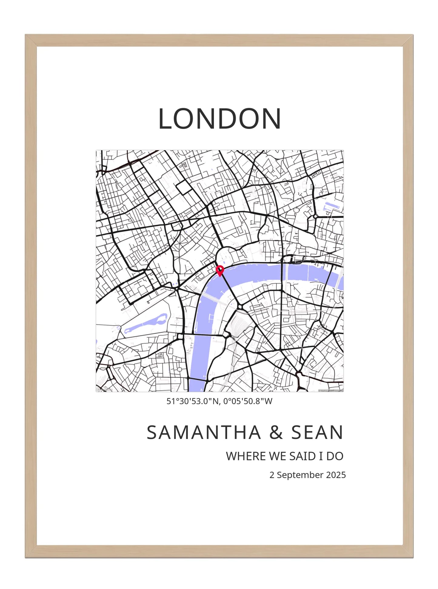 Where we said I do - Modern Square Shape Wedding Map Print