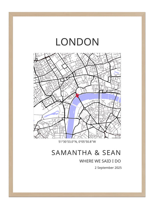Where we said I do - Modern Square Shape Wedding Map Print