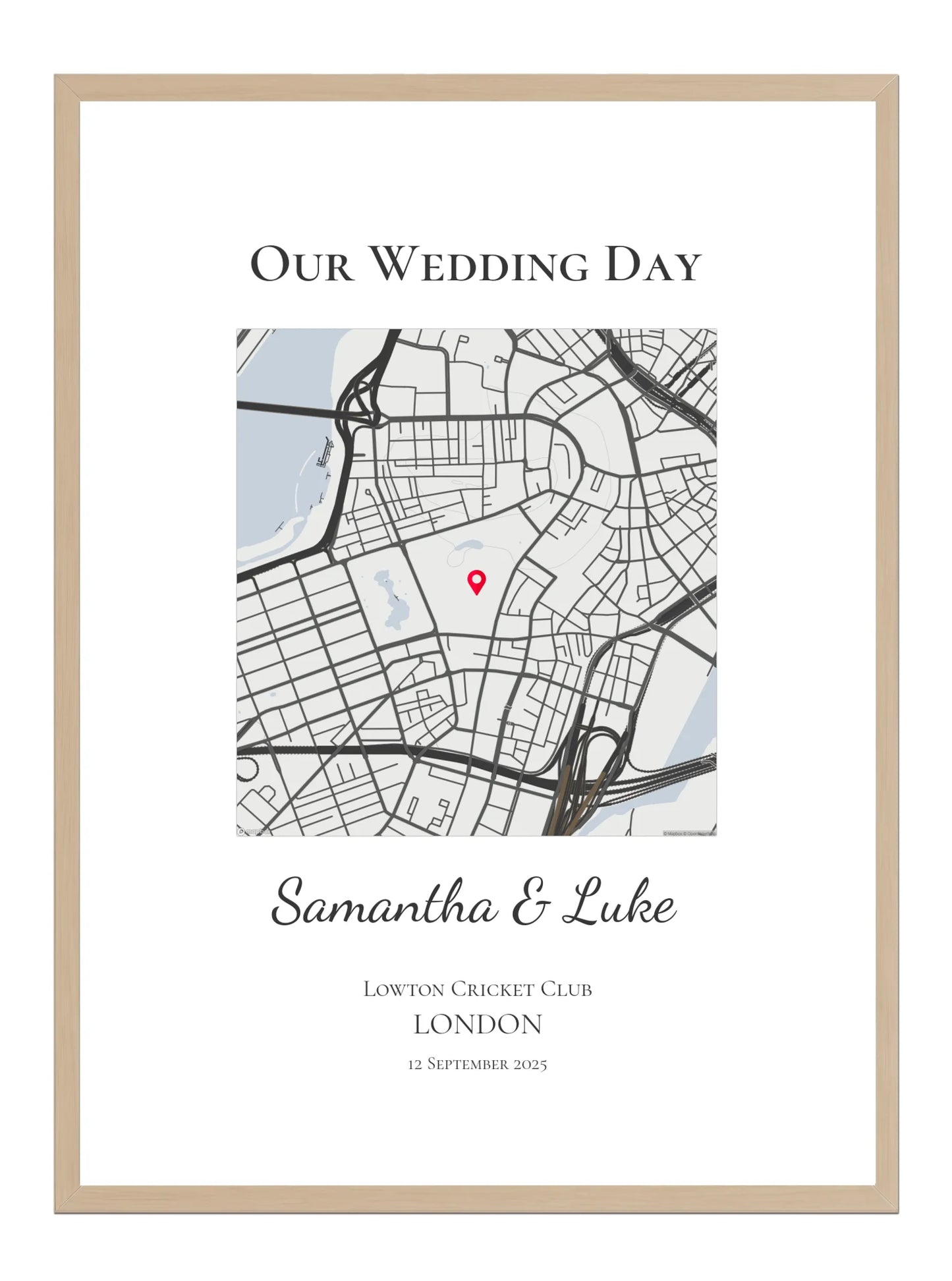 Our Wedding Day - Square Wedding Map Print