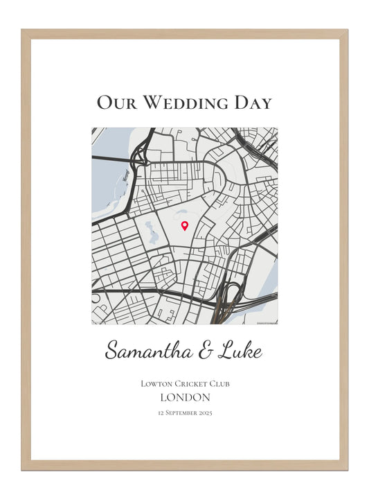 Our Wedding Day - Square Wedding Map Print