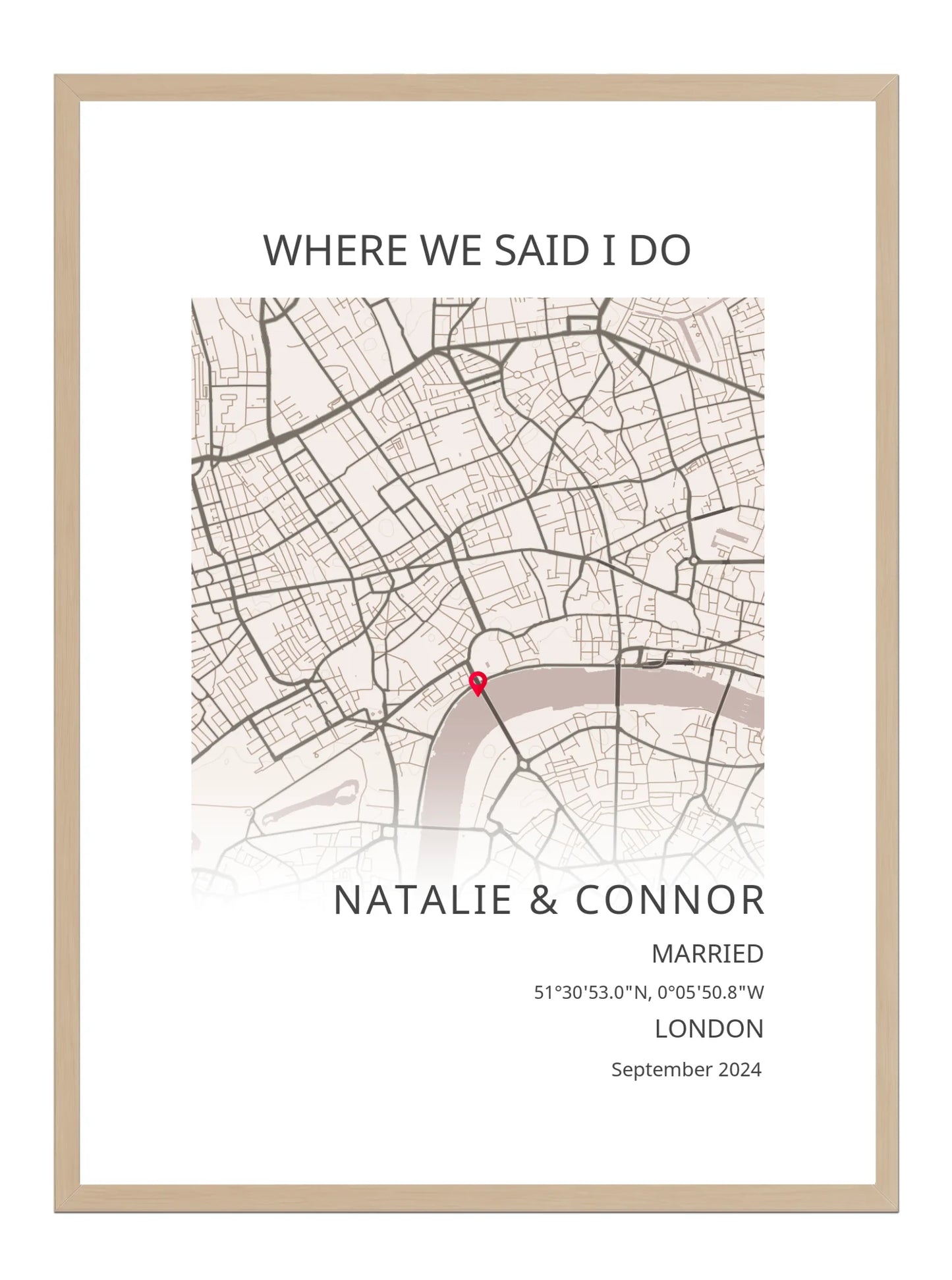 Where we said I do - Portrait Wedding Map Print