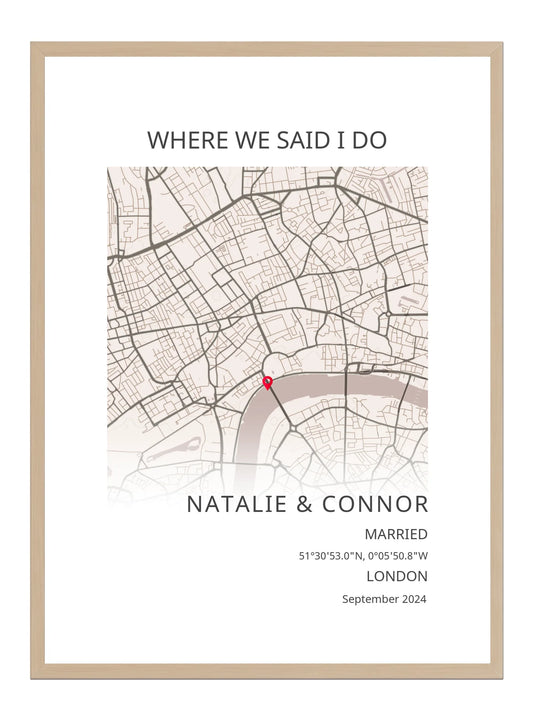 Where we said I do - Portrait Wedding Map Print