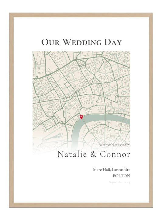 Our Wedding Day - Portrait Fade Wedding Map Print