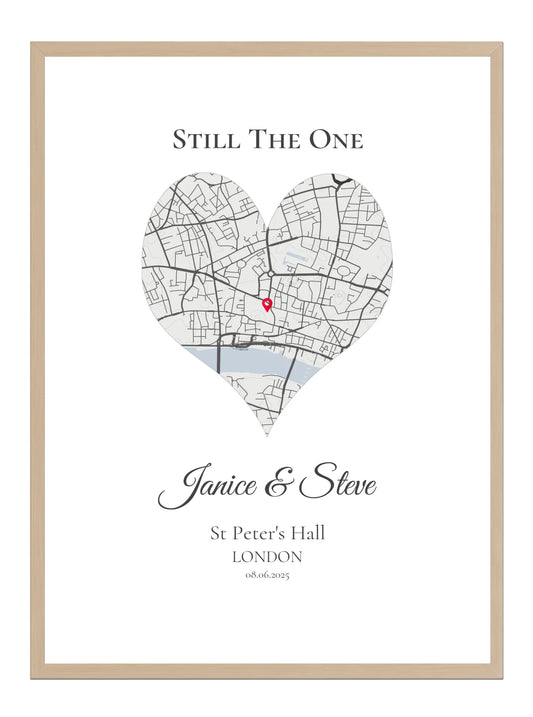 Still the One - Heart - Personalised Anniversary Map Print