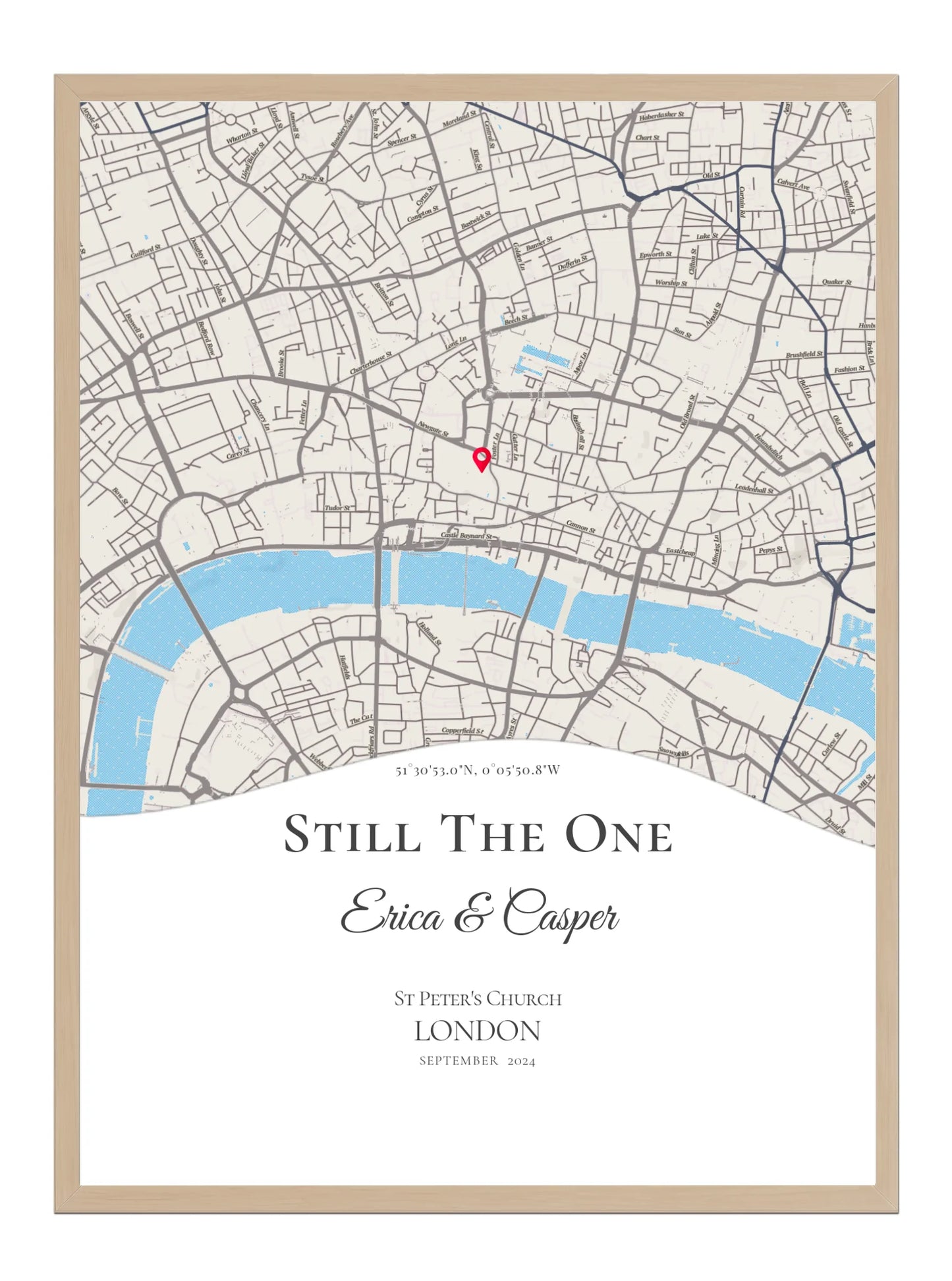 Still the One - Wave Shape - Personalised Anniversary Map Print