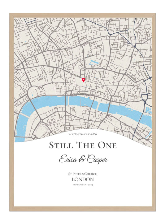 Still the One - Wave Shape - Personalised Anniversary Map Print