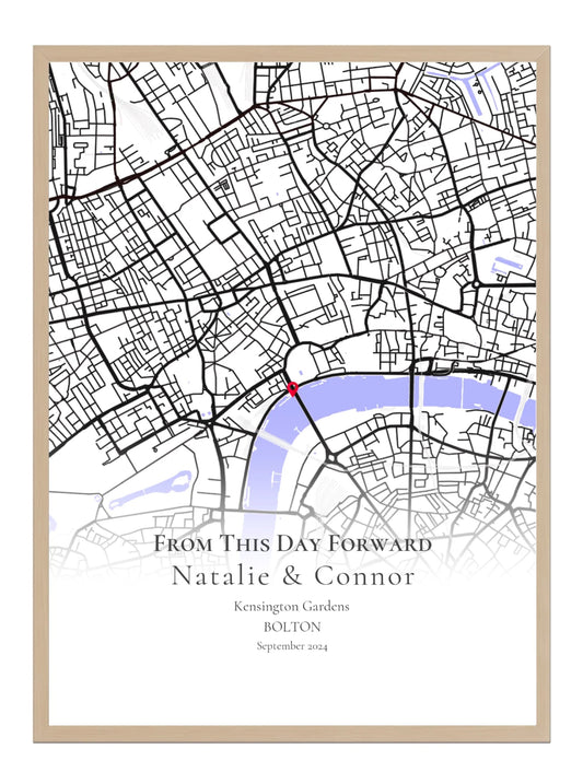 From This Day Forward - Portrait Fade - Personalised Anniversary Map Print
