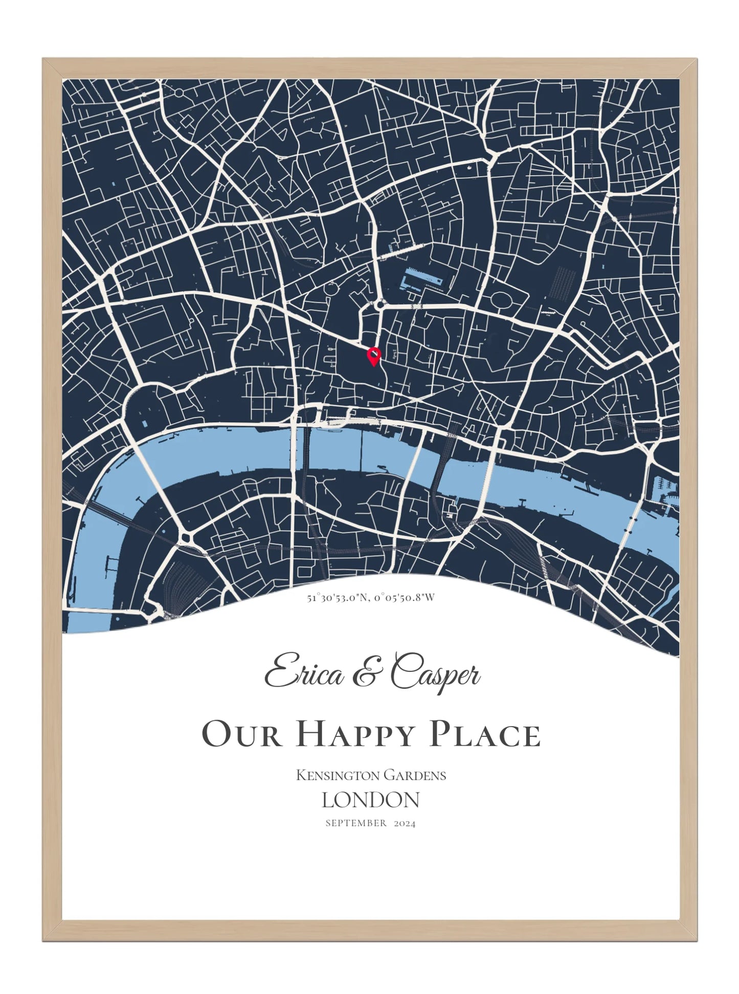 Our Happy Place - Wave - Personalised Anniversary Map Print
