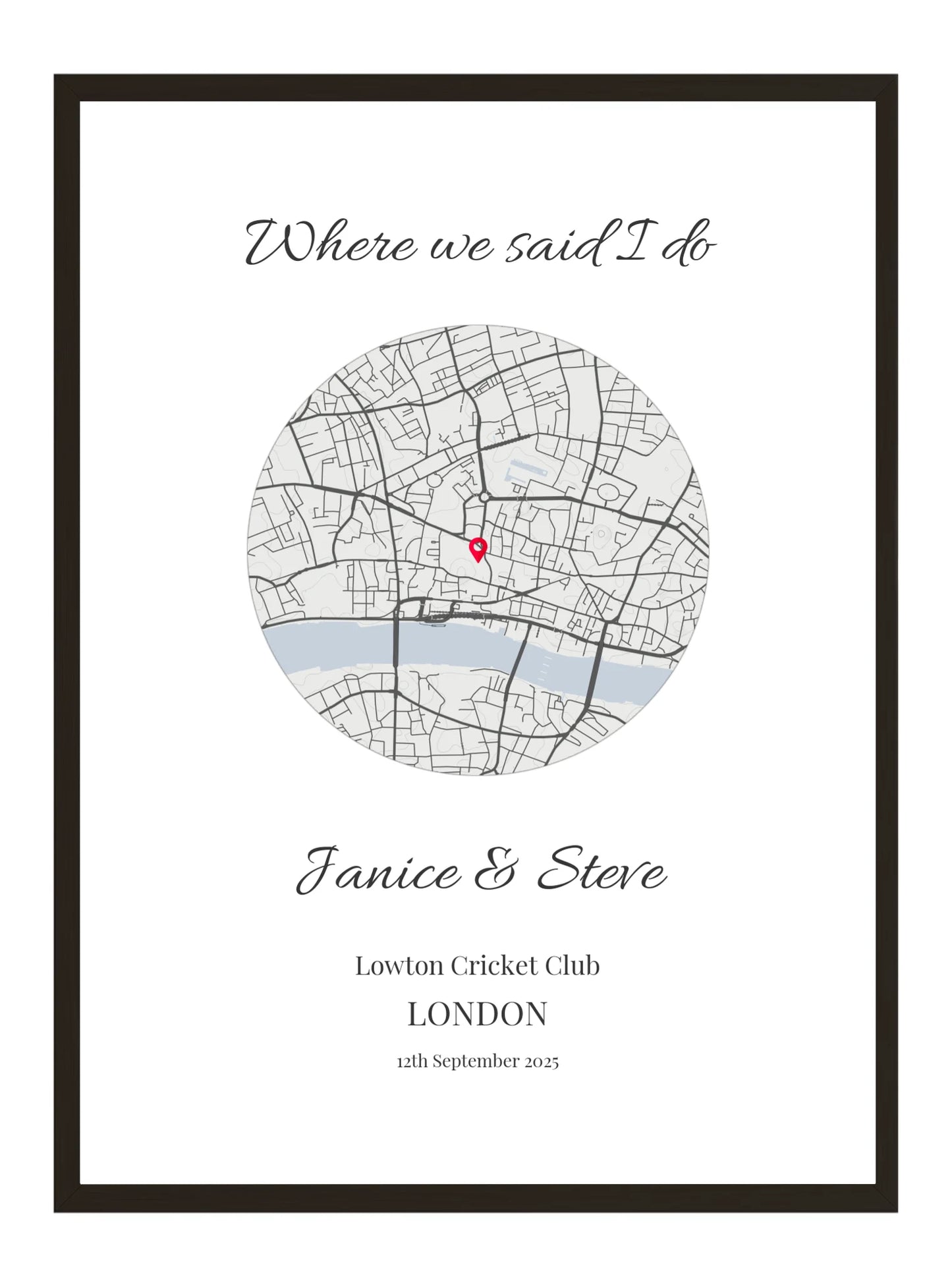 Where we said I do - Circle Wedding Map Poster Print