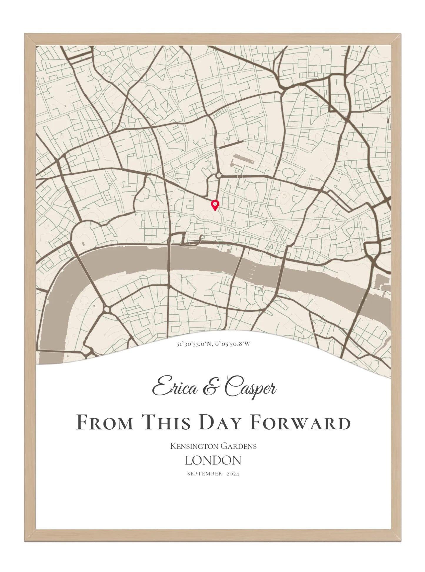 From This Day Forward - Wave Shaped - Personalised Anniversary Map Print