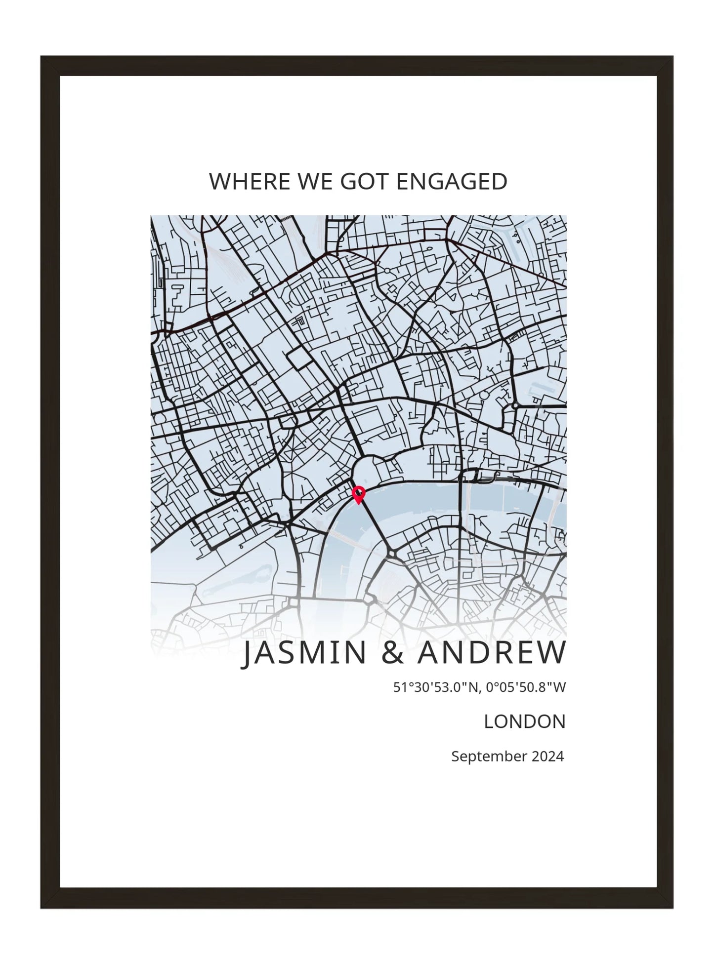 Where We Got Engaged Square Modern Map Poster Print