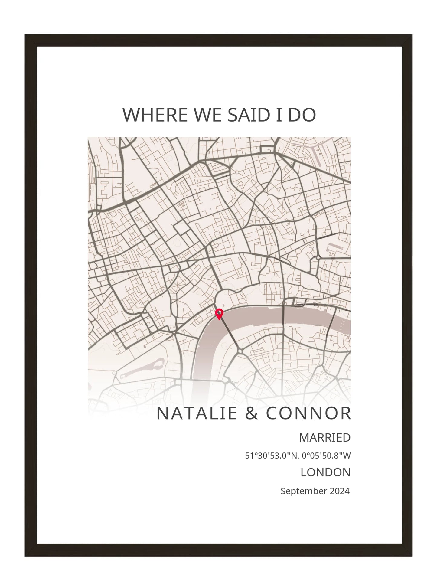 Where we said I do - Portrait Wedding Map Print