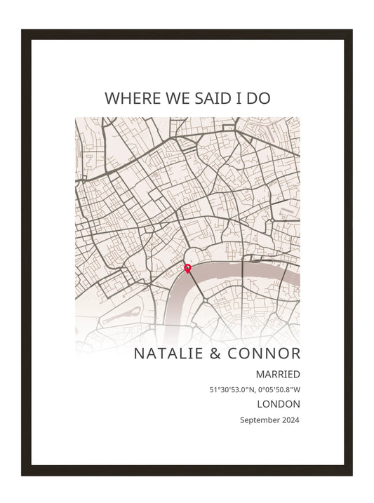 Where we said I do - Portrait Wedding Map Print