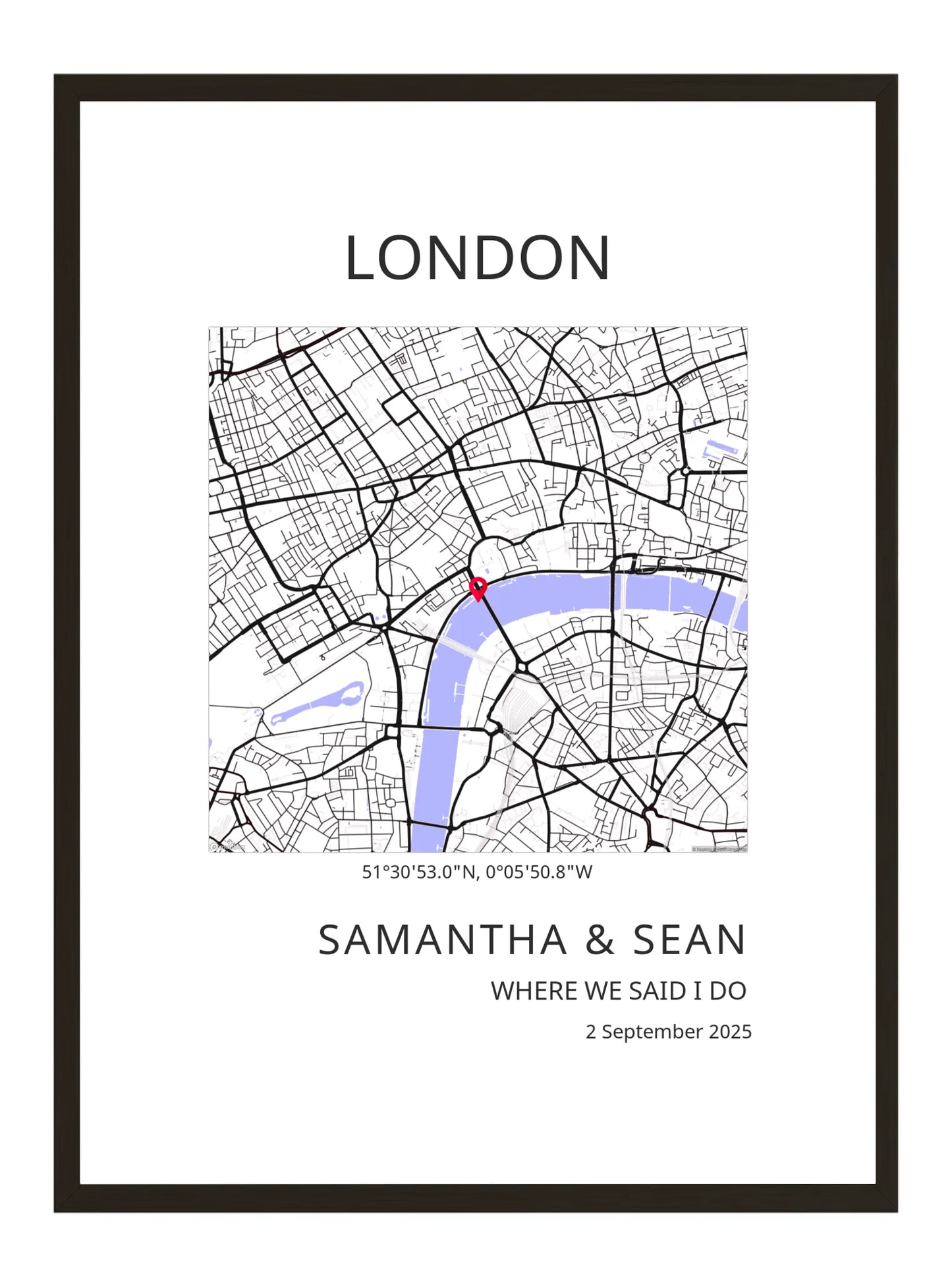 Where we said I do - Modern Square Shape Wedding Map Print