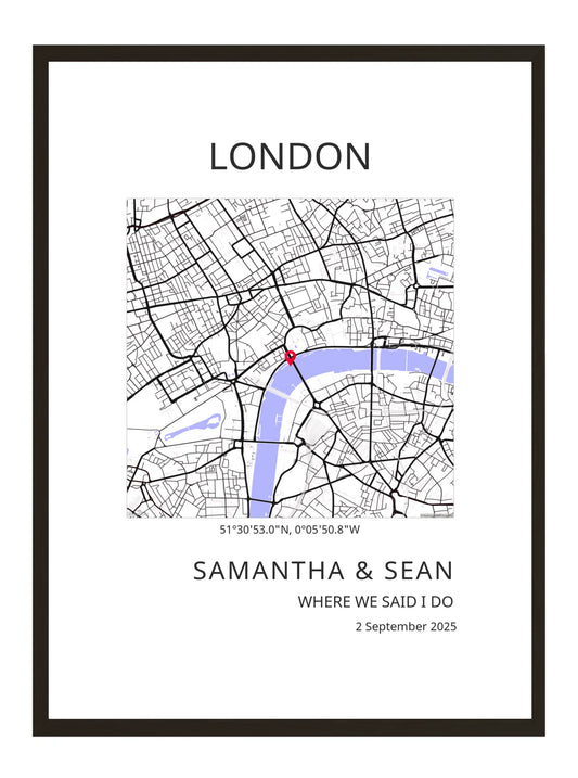 Where we said I do - Modern Square Shape Wedding Map Print