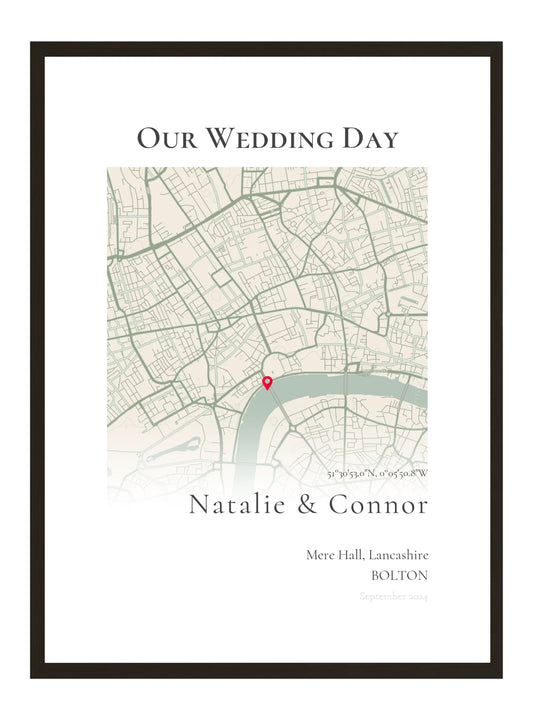 Our Wedding Day - Portrait Fade Wedding Map Print