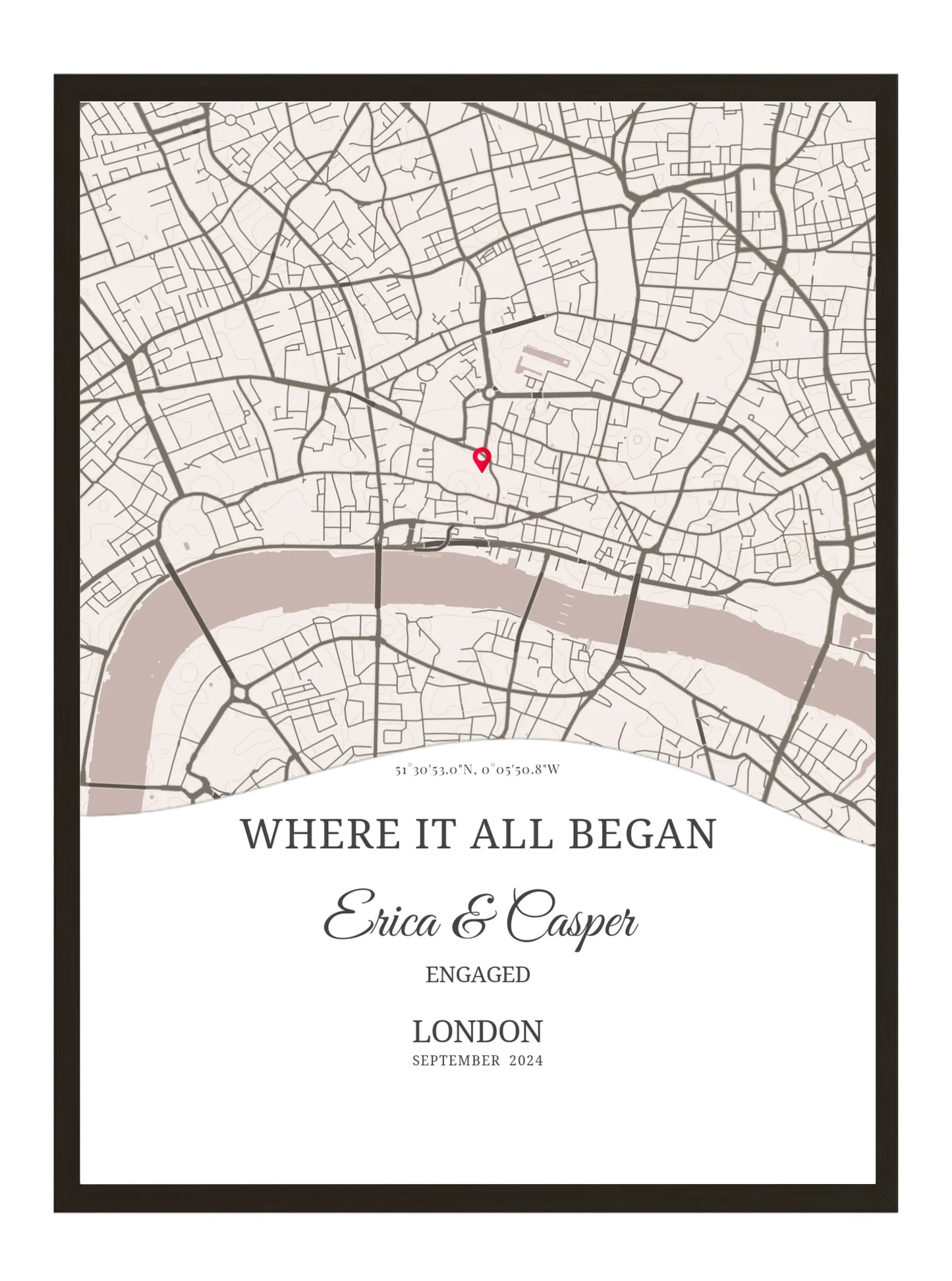 Where we said I do - Wave Shape Wedding Map Print