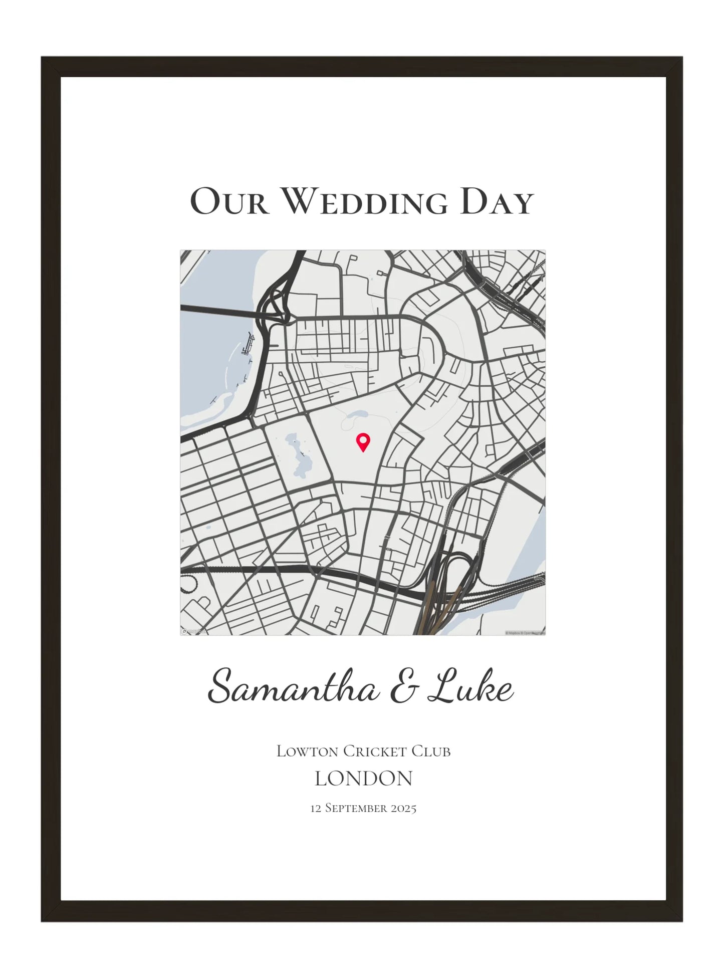 Our Wedding Day - Square Wedding Map Print