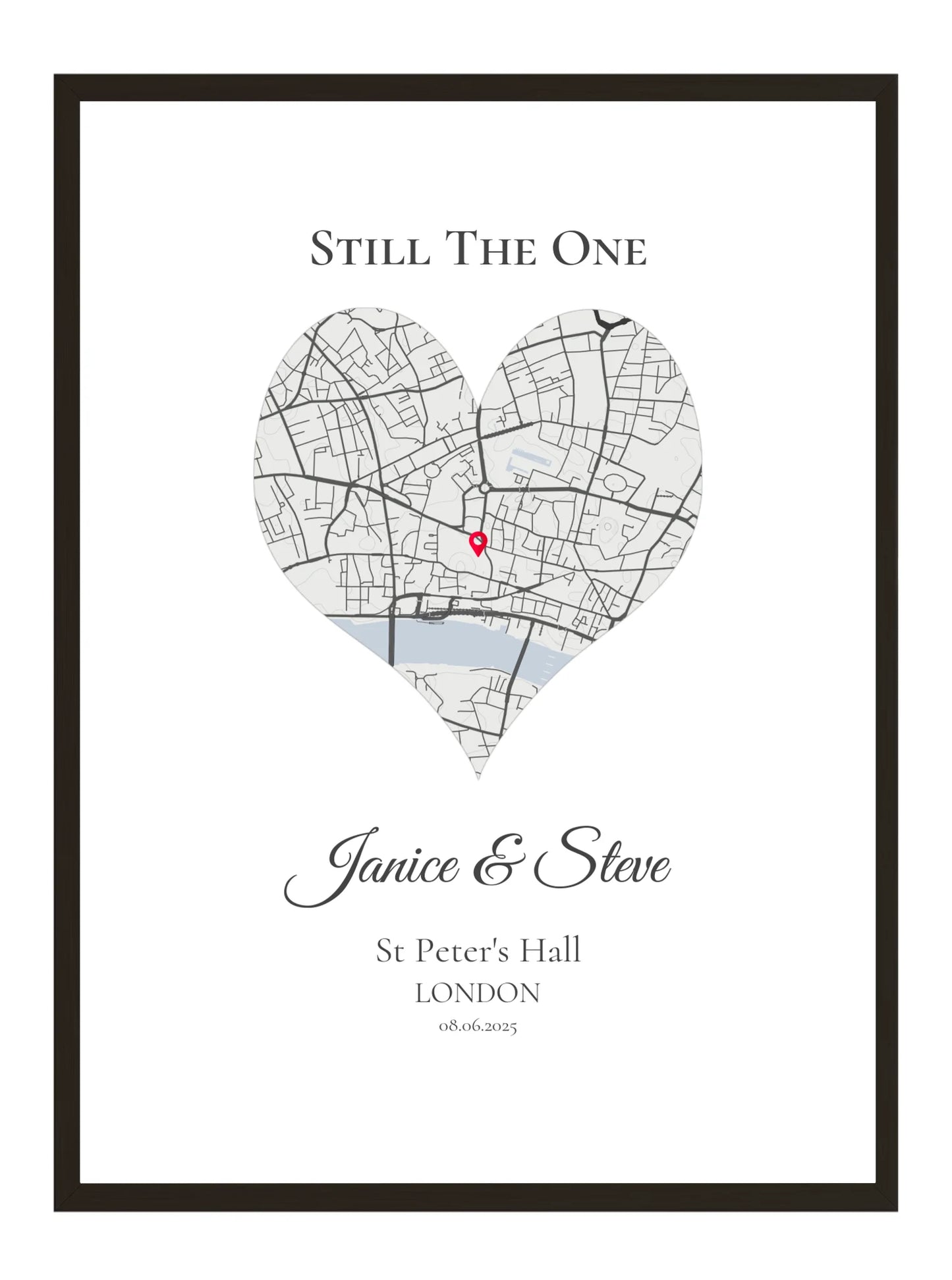 Still the One - Heart - Personalised Anniversary Map Print