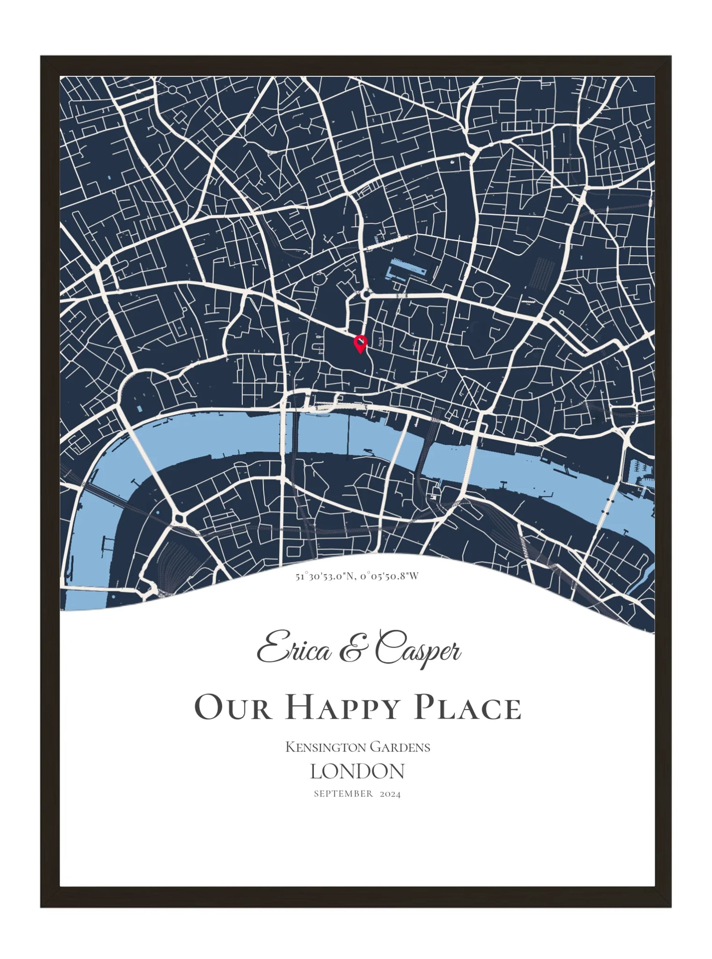 Our Happy Place - Wave - Personalised Anniversary Map Print