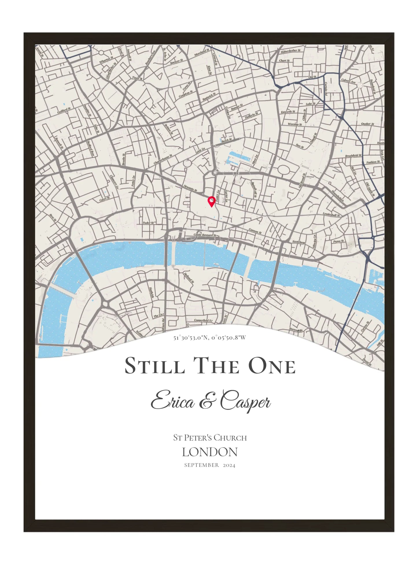 Still the One - Wave Shape - Personalised Anniversary Map Print