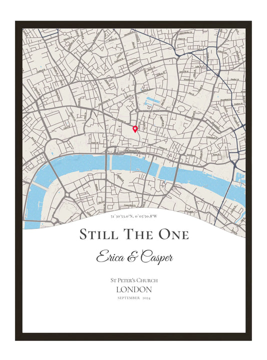 Still the One - Wave Shape - Personalised Anniversary Map Print