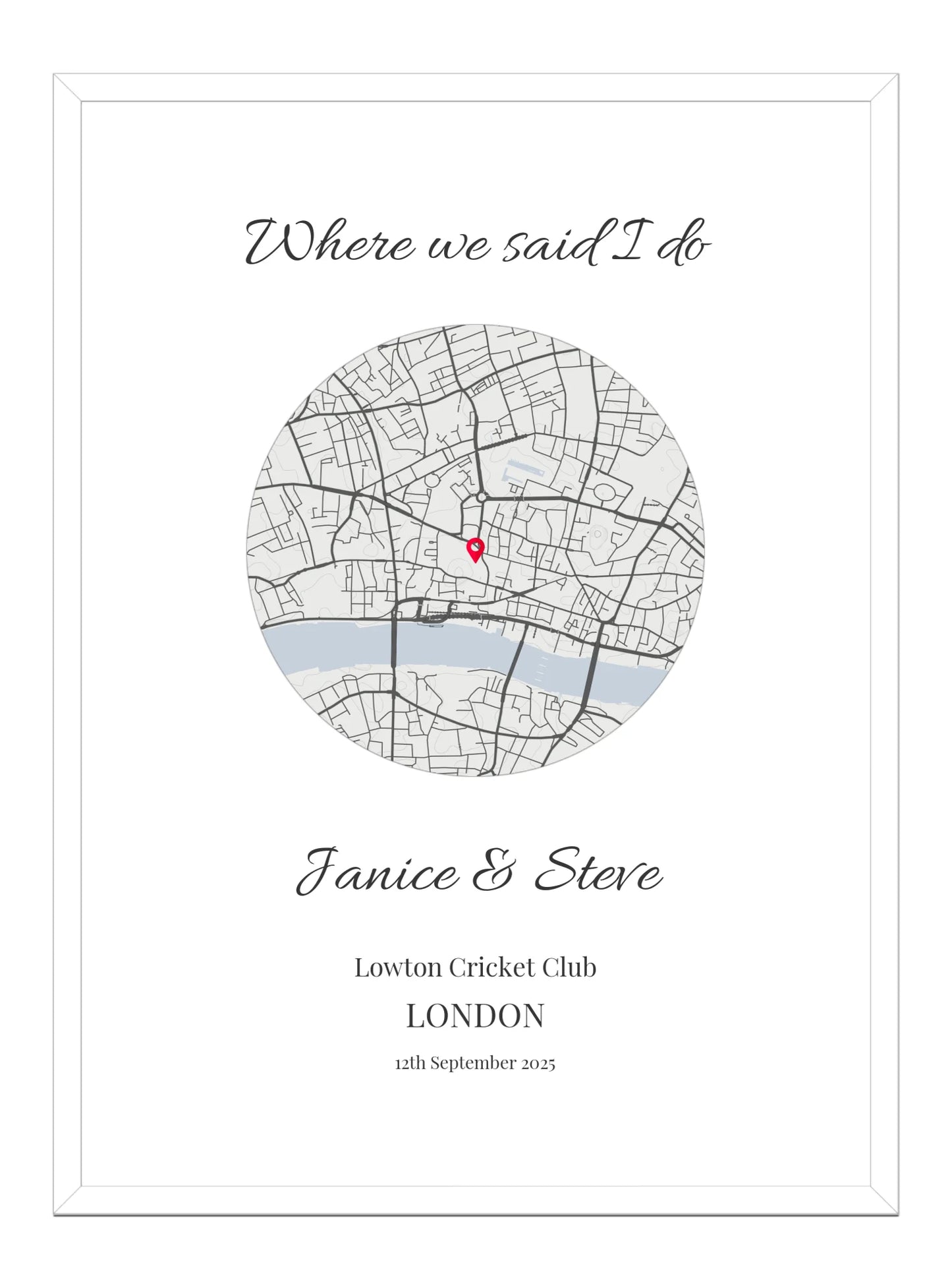 Where we said I do - Circle Wedding Map Poster Print