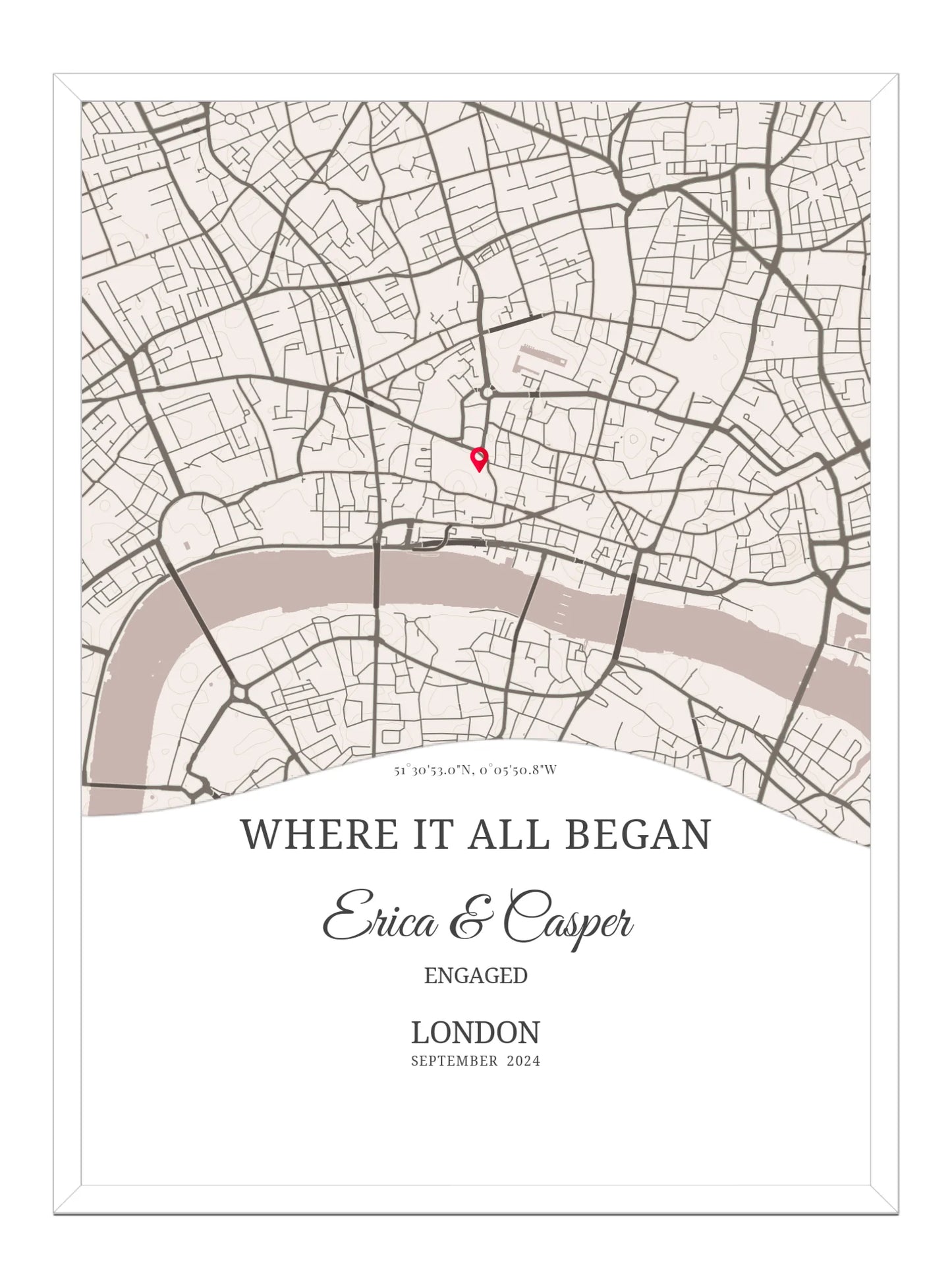 Where we said I do - Wave Shape Wedding Map Print