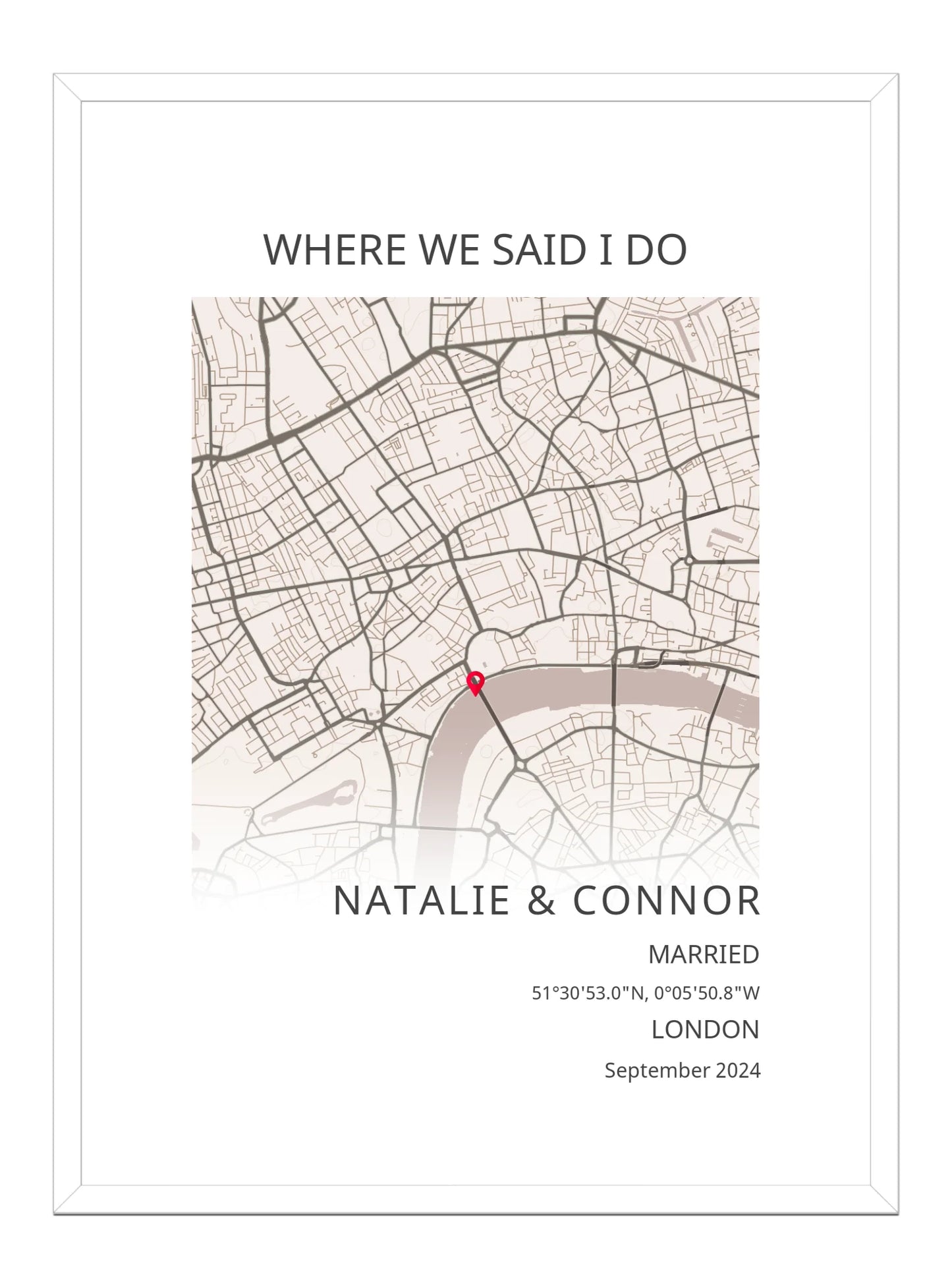 Where we said I do - Portrait Wedding Map Print