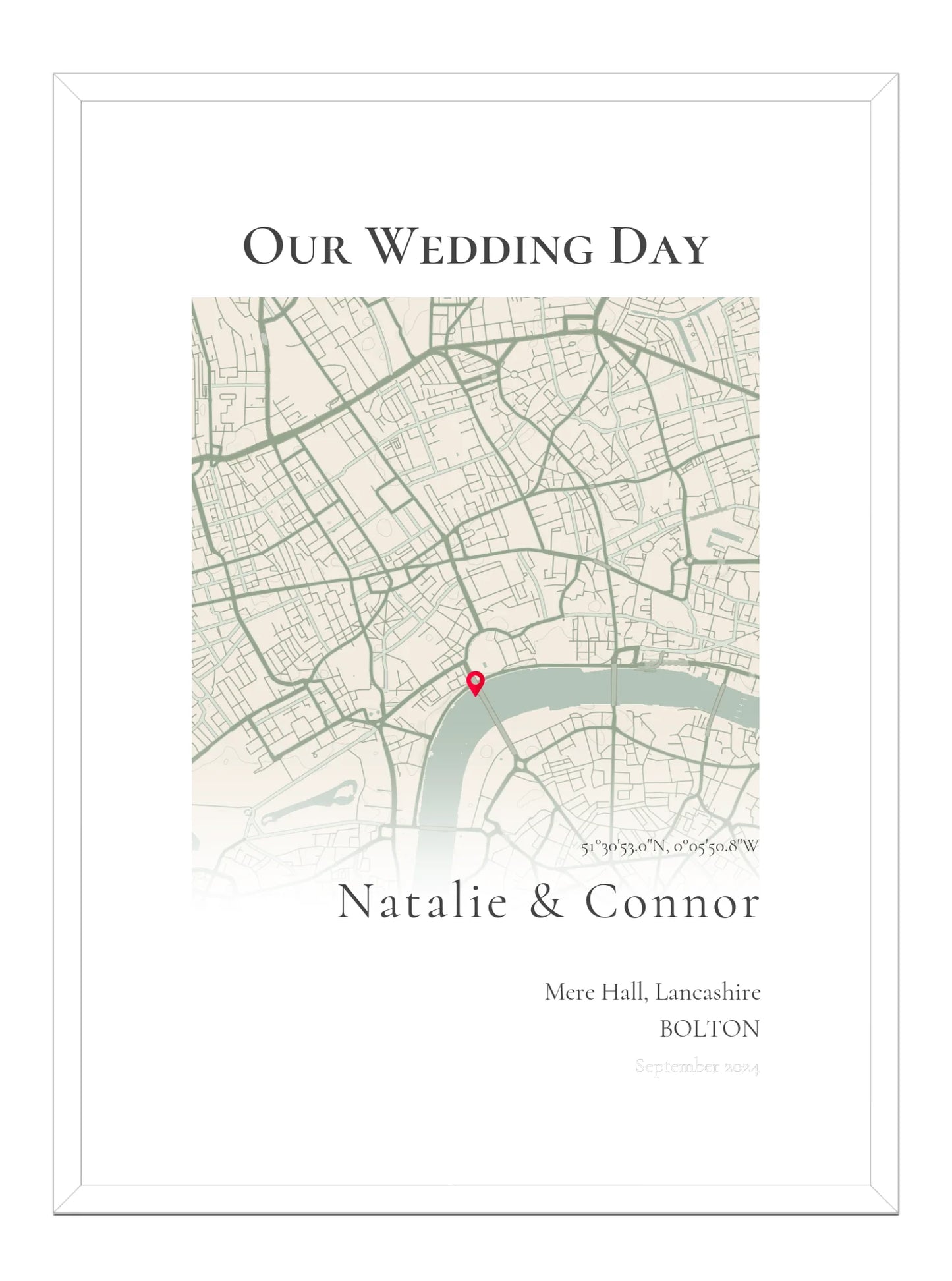 Our Wedding Day - Portrait Fade Wedding Map Print