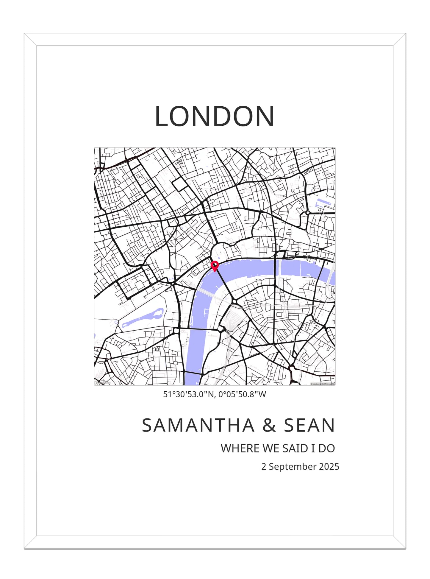 Where we said I do - Modern Square Shape Wedding Map Print