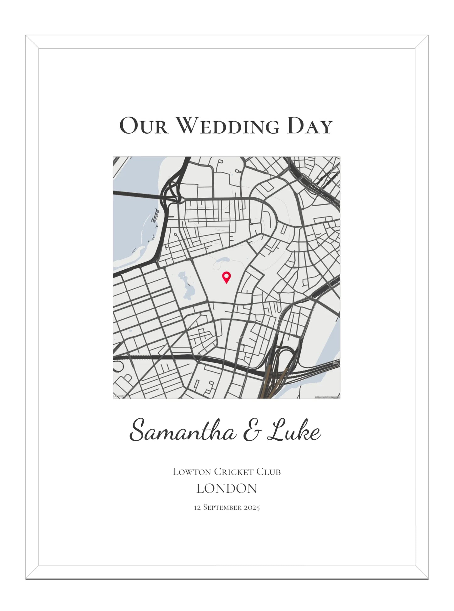 Our Wedding Day - Square Wedding Map Print