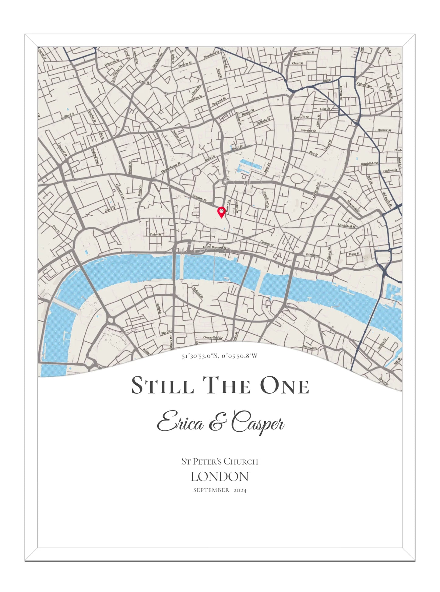 Still the One - Wave Shape - Personalised Anniversary Map Print
