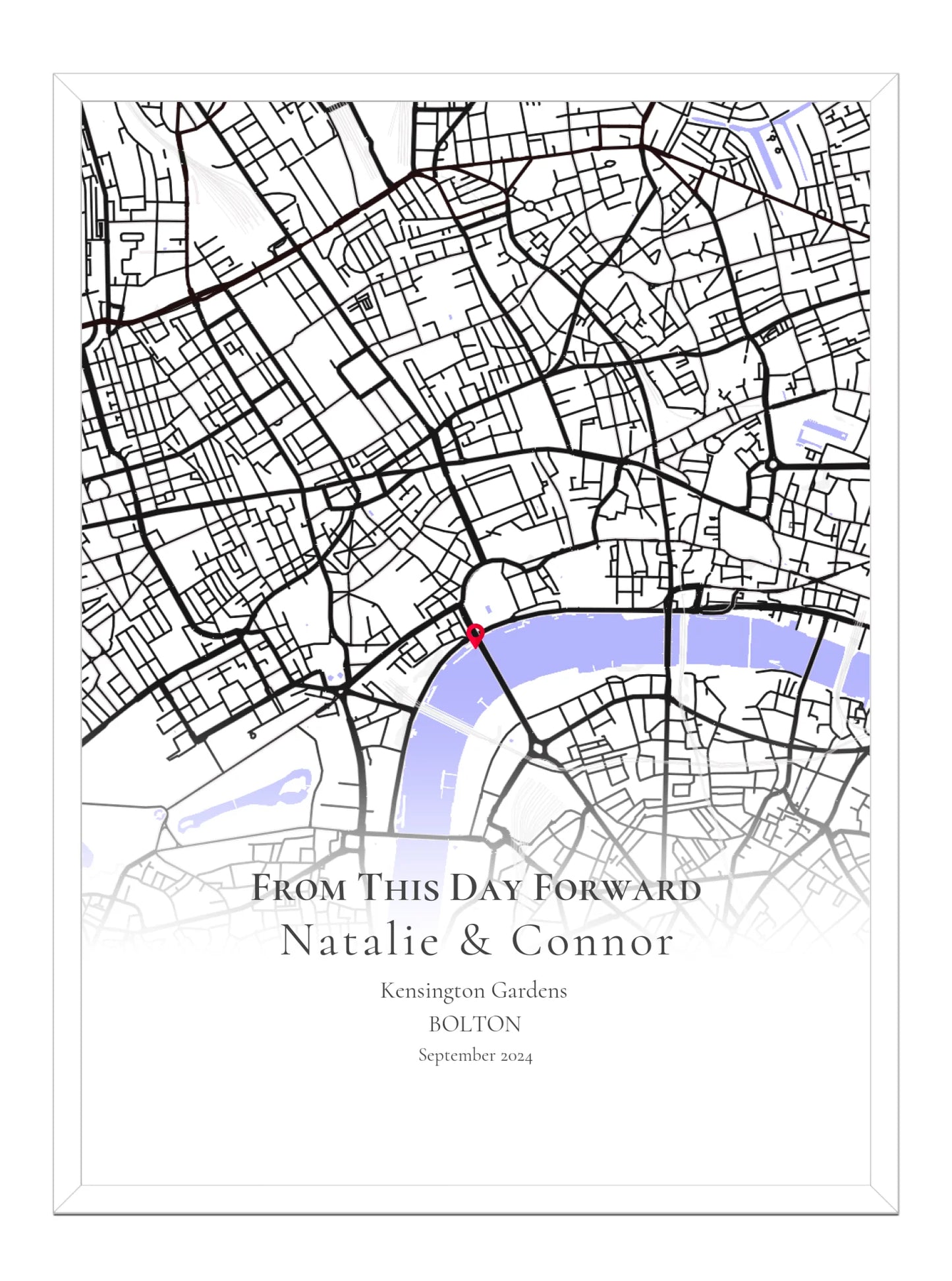From This Day Forward - Portrait Fade - Personalised Anniversary Map Print
