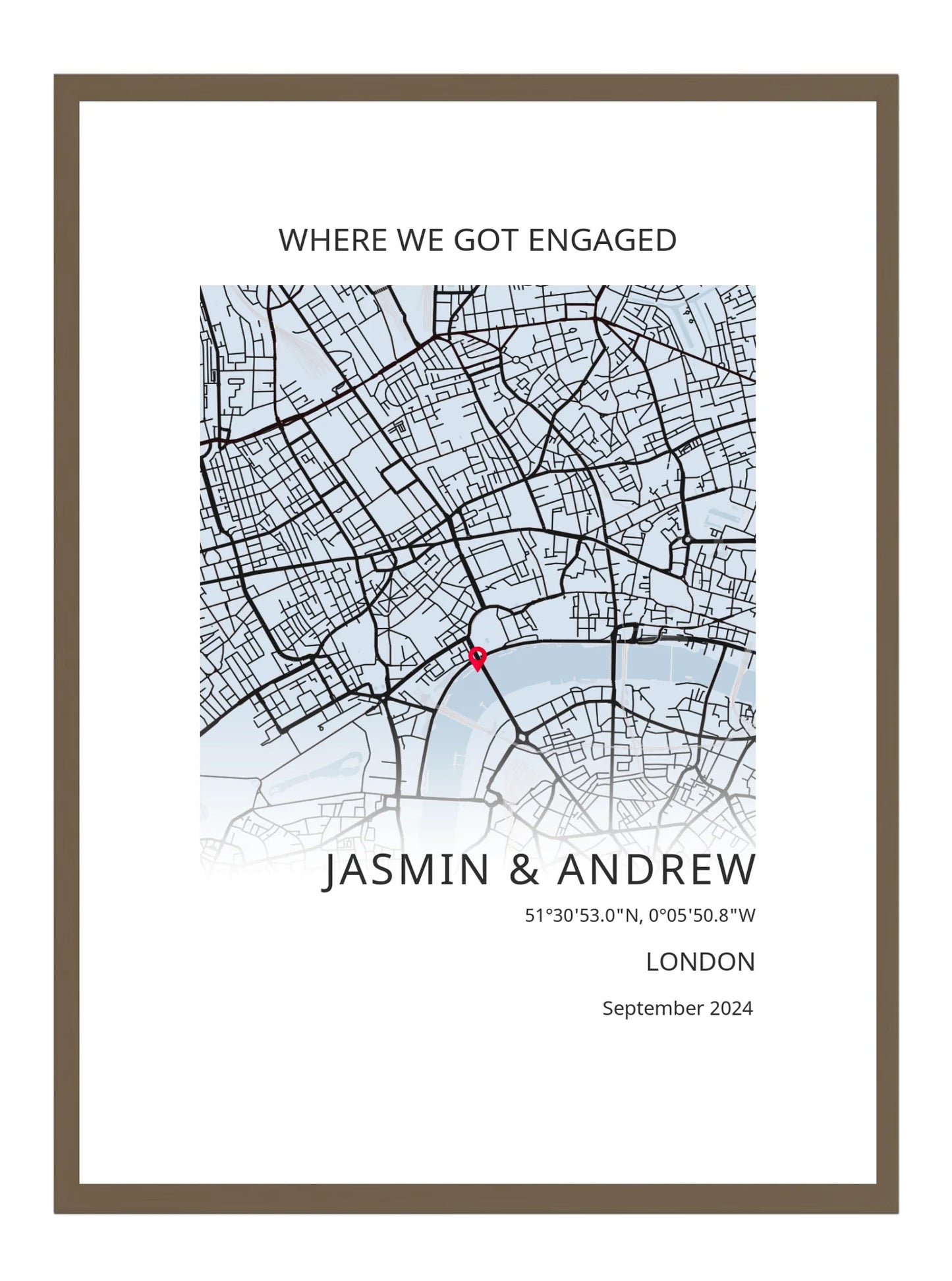 Where We Got Engaged Square Modern Map Poster Print