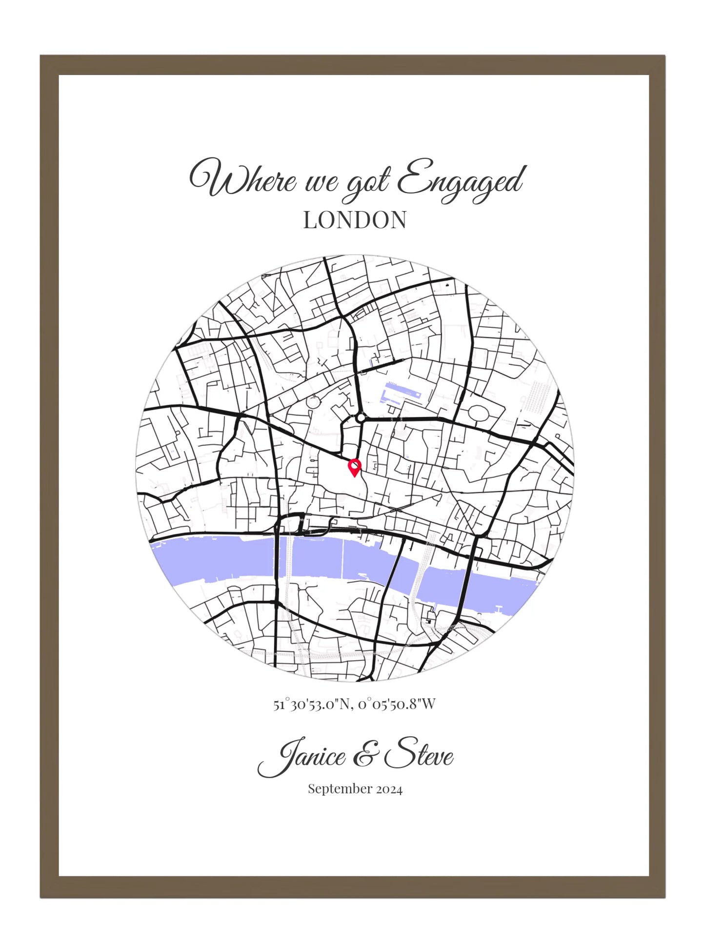 Engagement Circle Map Poster Print - Personalised