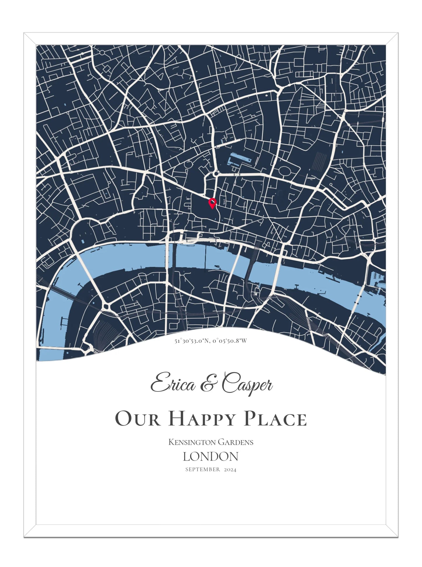 Our Happy Place - Wave - Personalised Anniversary Map Print