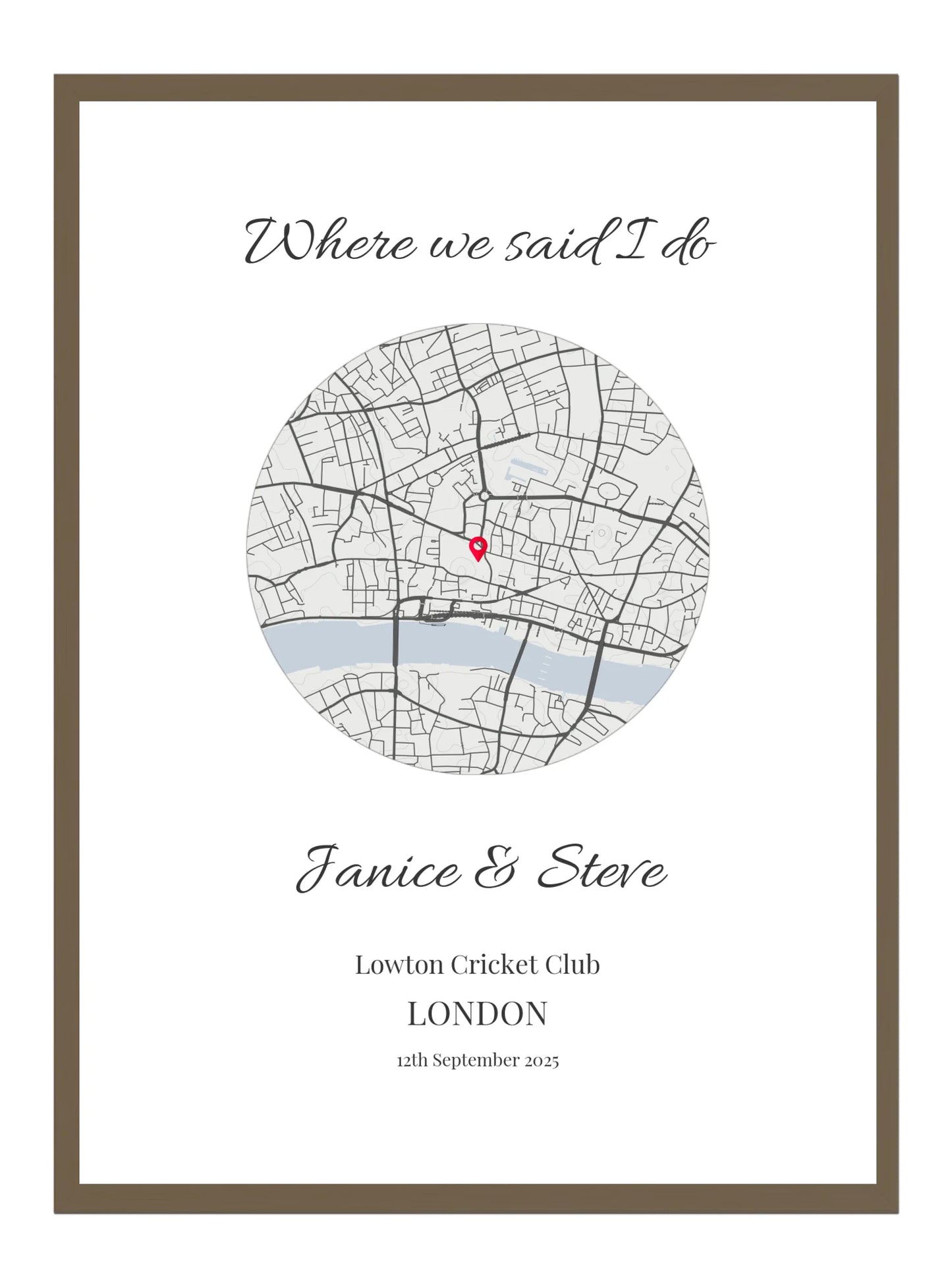 Where we said I do - Circle Wedding Map Poster Print